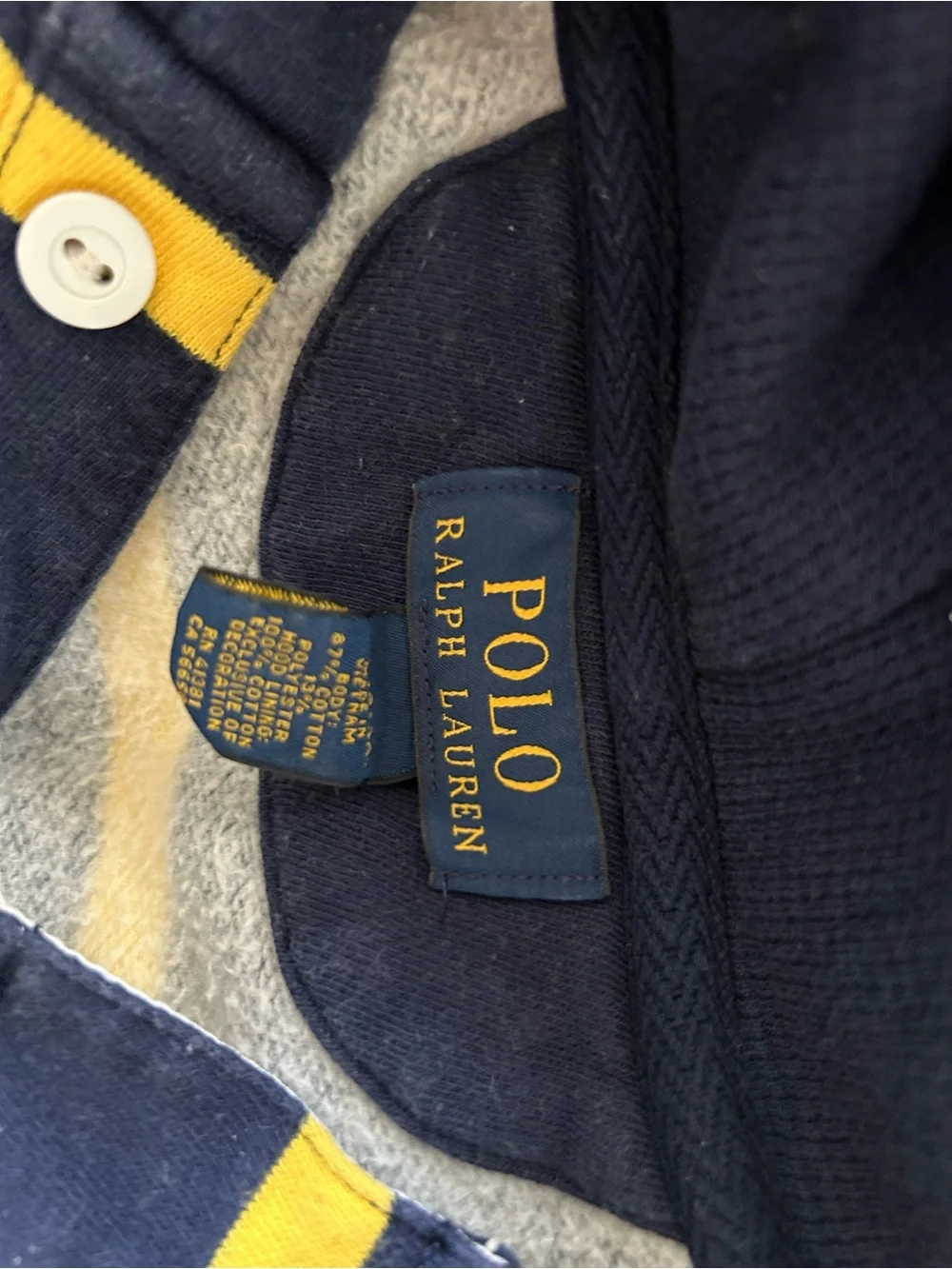Ralph Lauren Navy and Yellow Striped Hooded Pullover